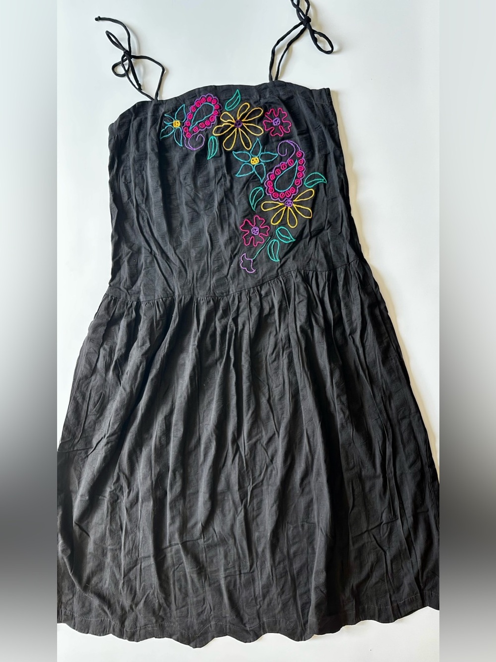 Vintage Oscar de la Renta for Swirl Embroidered Cotton Dress Size 12